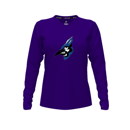 [FTLVPTPP-FYXS-LOGO3] Decker Performance T-Shirt (Female Youth XS, Purple, V Neck, Logo 3, Long Sleeve)